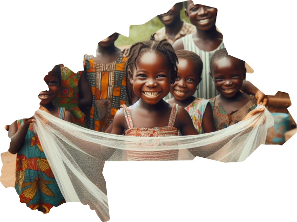 Children laughing and holding mosquito nets