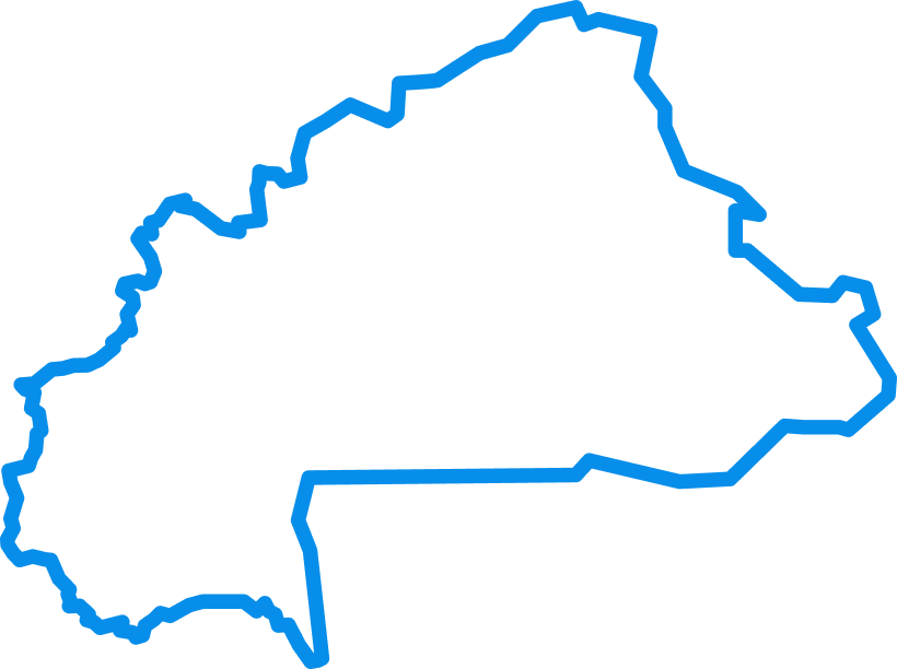 Map of Burkina Faso overlapping image of smiling children